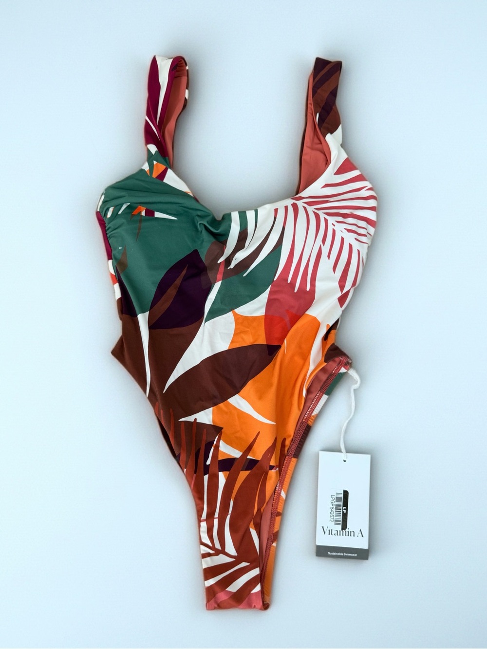 Vitamin A Tropical Palm One-Piece Swimsuit XS High Leg Resortwear Vacation NWT